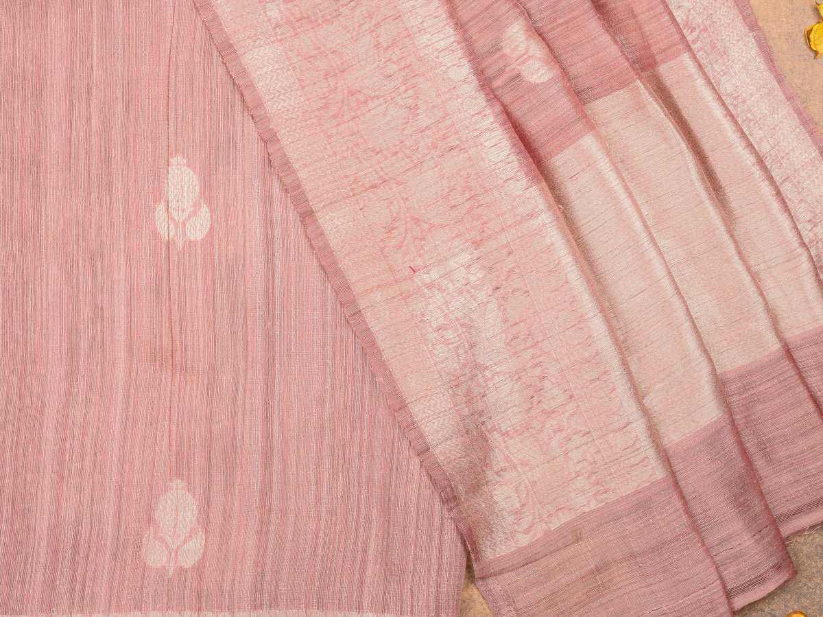 CHARCOAL PASTEL PINK BANARAS SAREE 