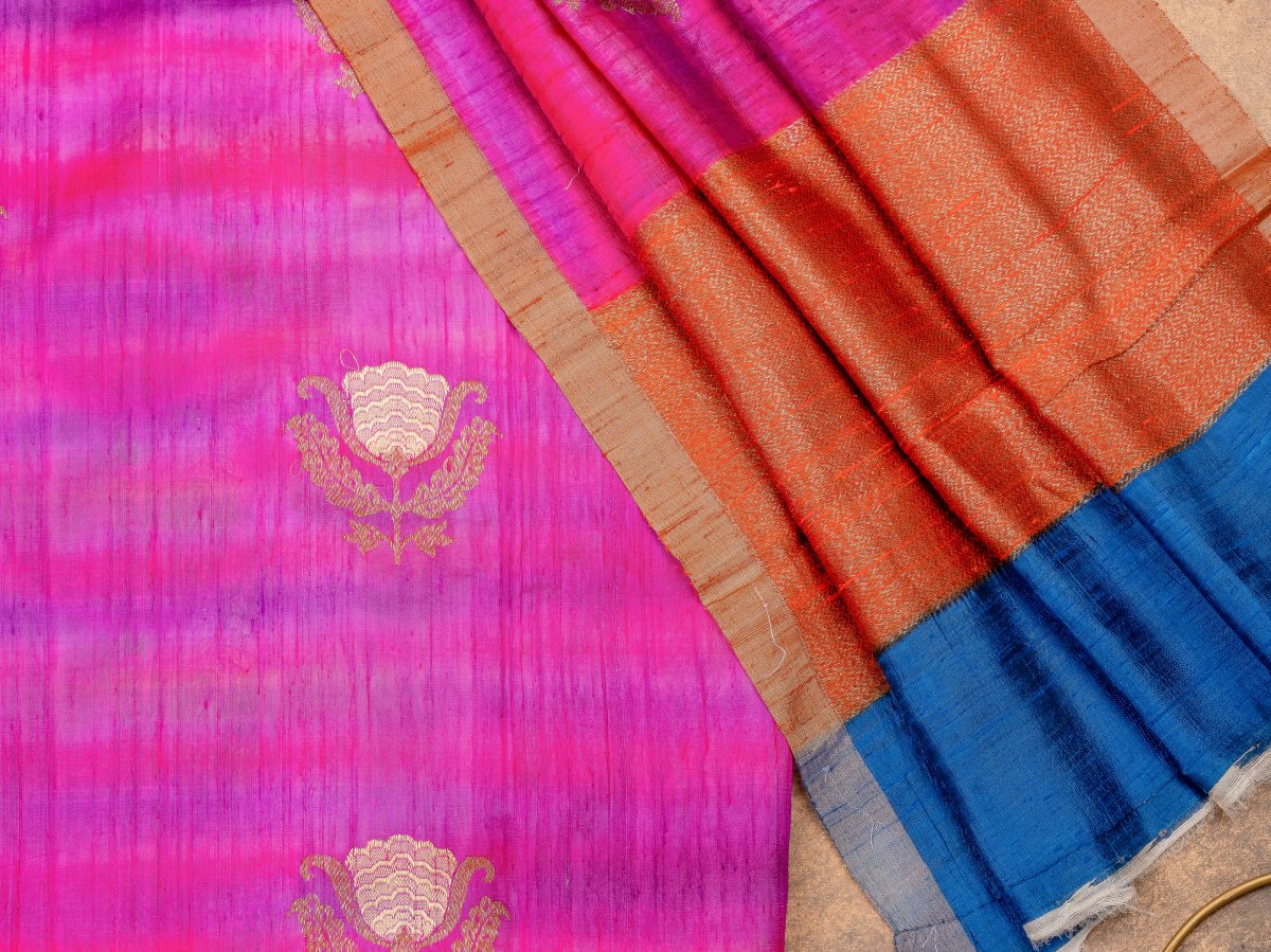 MAGENTA PINK WITH  GOLD BROCADE BANARAS SAREE