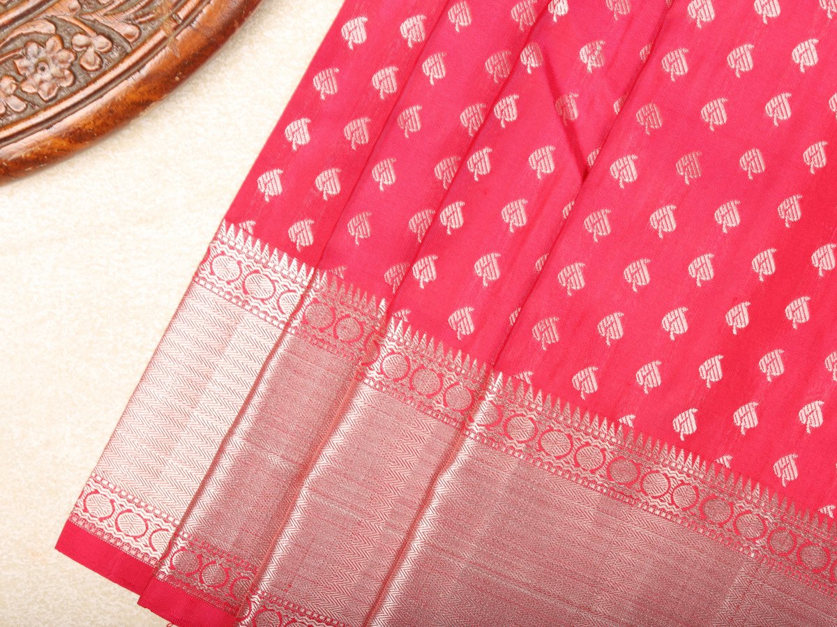 Silver Border Rich Pallu Soft Litchi Silk Red Saree Catalog KP3090